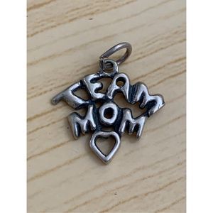 .925 Team Mom Sterling Silver Jewelry Charm #sports #heart